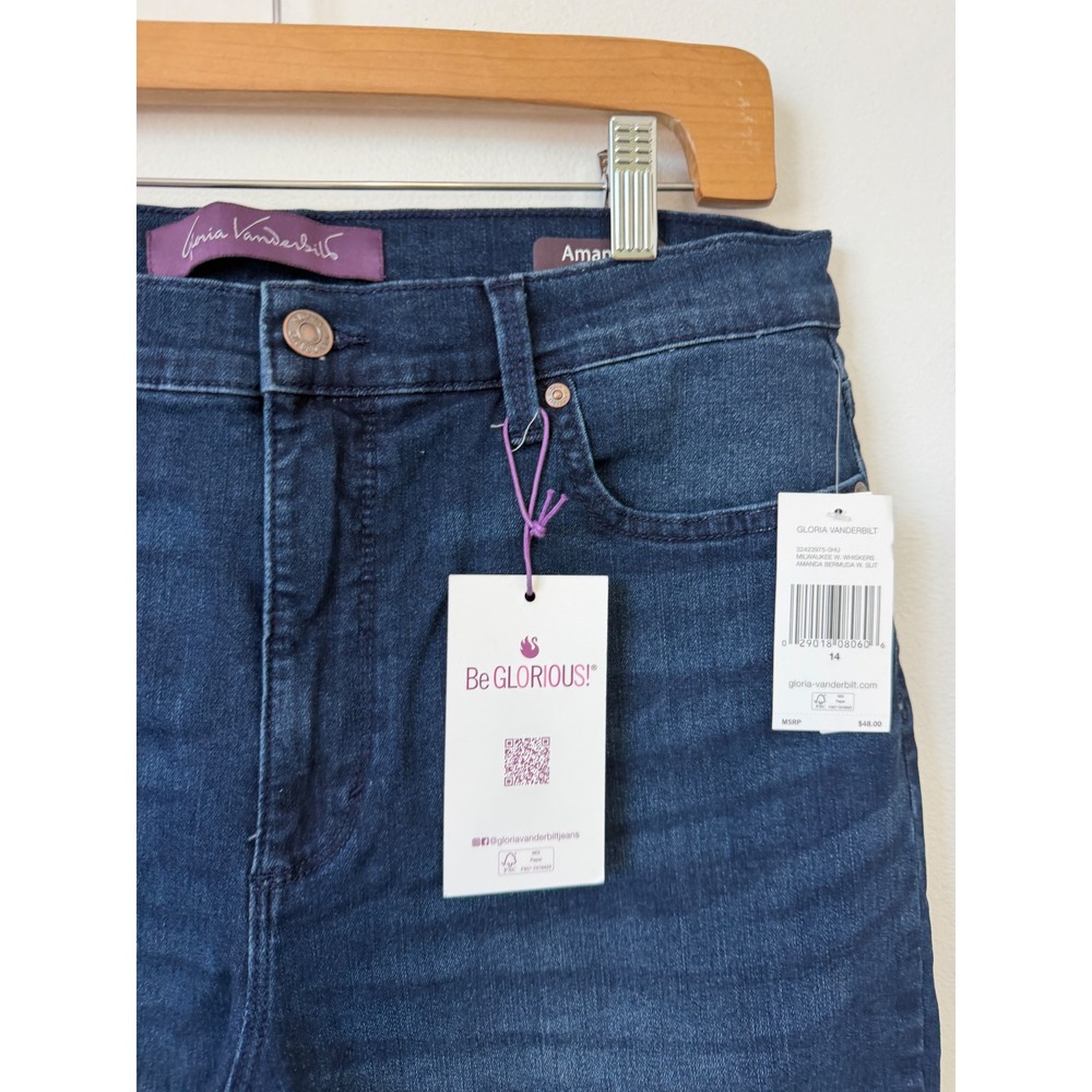 Gloria Vanderbilt Amanda Bermuda Shorts – Dark Denim Wash – Women's Size 14 NWT - Picture 2 of 4